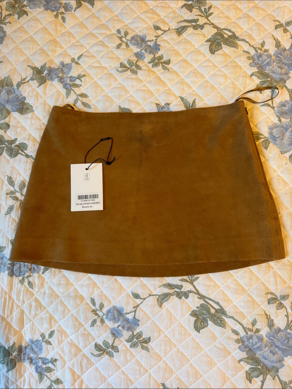 Reformation Suede Mini Skirt - Cognac